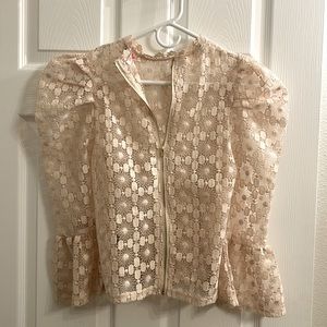 Embroidered, zip up jacket.